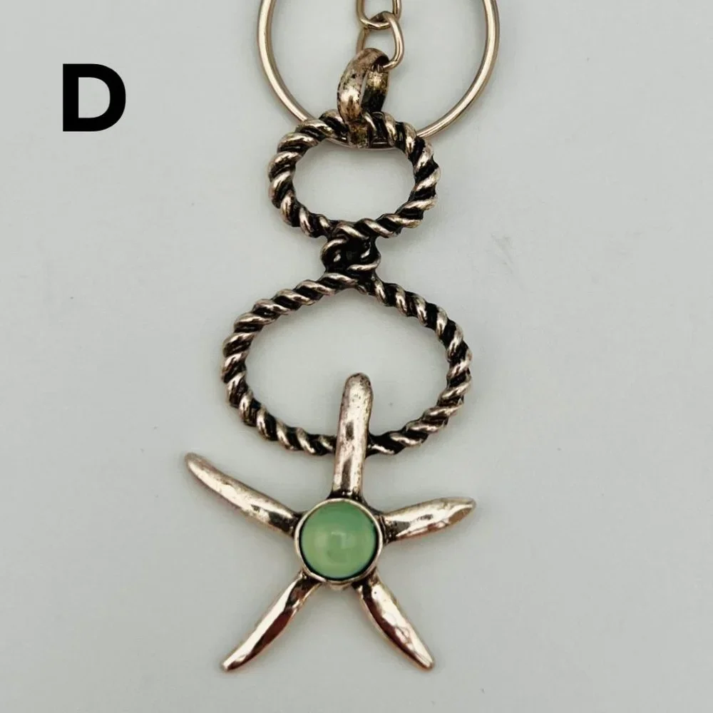 Handmade Sea Life Keychain Shell Seahorse Starfish Tassel Silver Repurposed
